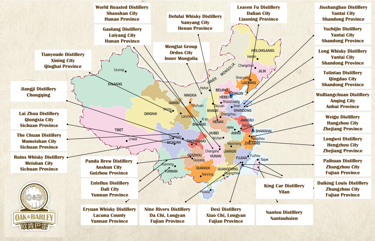 World Whisky Day - China Whisky Distilleries Map
